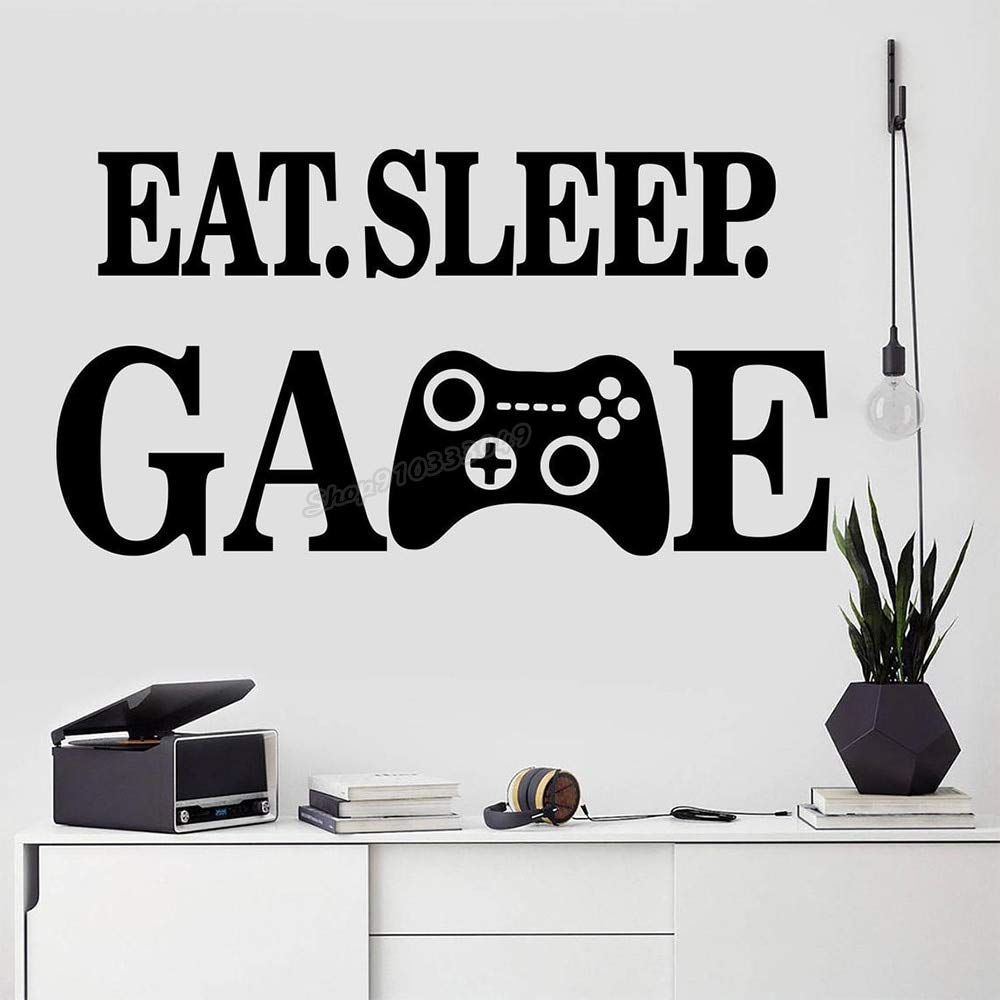 Jeu décor de salle de jeu gamer sticker mural grand format 158x84cm pour chambre garçon