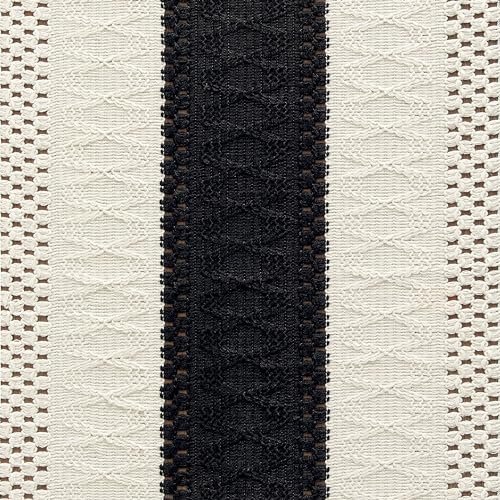 Image of ZeeMart Macrame Style Bicolor Stitching Table Runner, 12 x 108 Inch Black /Ivory, Boho Black Table Runners 108 Inches Long, Farmhouse Woven Home Decor