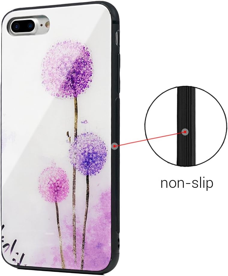 iPhone 7 Plus Case, iPhone 8 Plus Case, [TPU + Glass + PC] 3 in 1 Slim Cover Protective Anti-Skid Soft Bumper Frame Premium Back Shell Skin for iPhone 8 Plus/iPhone 7 Plus by Badalink - Dandelion