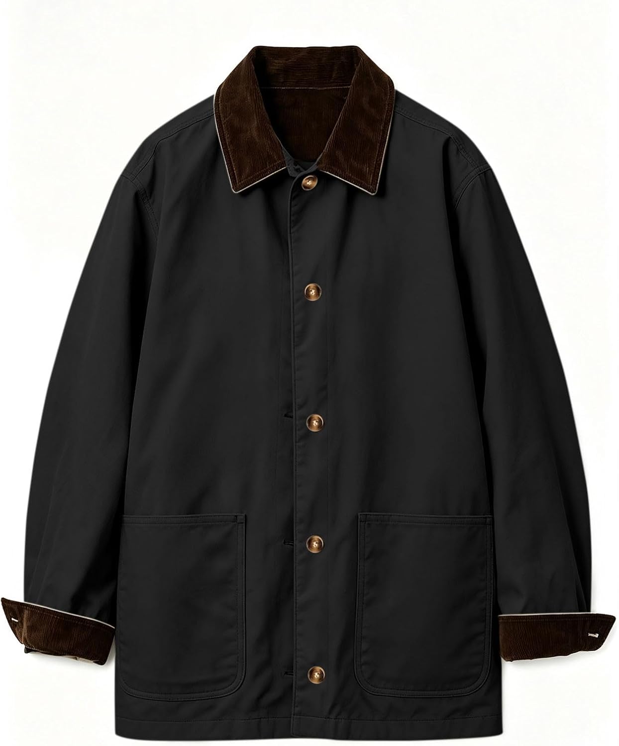 Womens Corduroy Collar Chore Jacket Button Down Utility Barn Coat