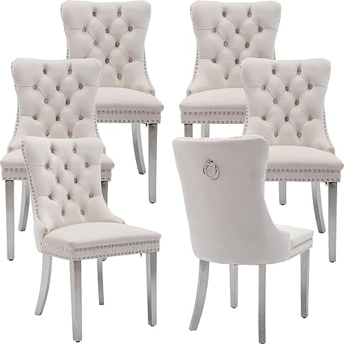 Miniatura 30 de Juego de 2 sillas de comedor modernas de mediados de siglo, sillas de cocina tapizadas en terciopelo color azul marino, sillas para cocina y 042