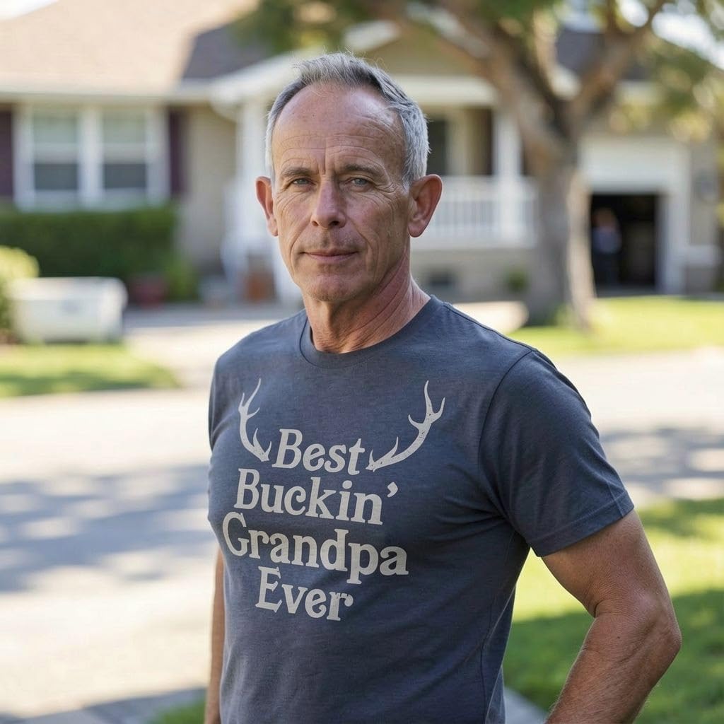 Mens Best Buckin Grandpa Ever T Shirt Funny Fathers Hunting Tee for Grandfather