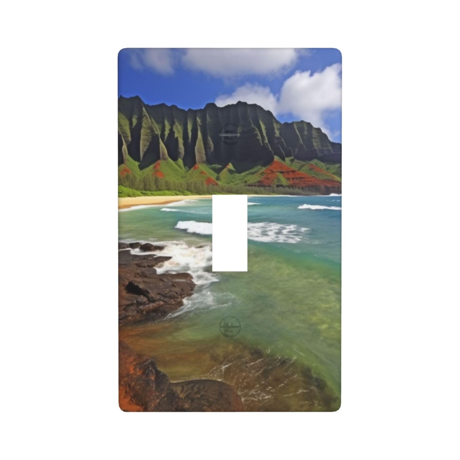 1-Gang Decorator Wall Plate Kauai Hawaii Seashore Light Switch Cover Single Toggle Receptacle Outlet Wall Plate 4.5" x 2.8" Wallplate Unbreakable Polycarbonate Outlet Faceplates Covers