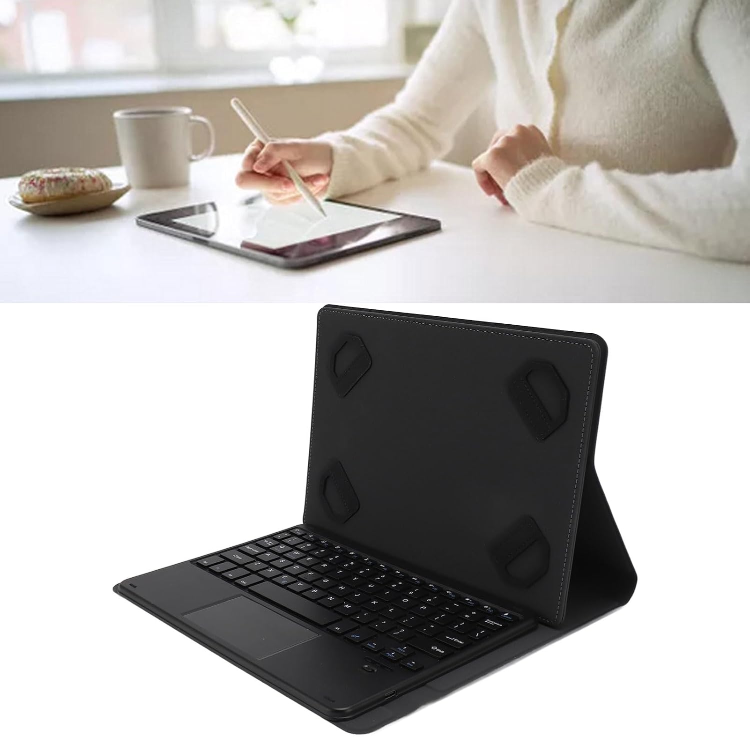 Tangxi Magnetic Tablet Keyboard Case with Touchpad, Universal Detachable Tablet Keyboard Case for 9in to 11in Tablet, BT ABS Tablet Keyboard Case for iOS