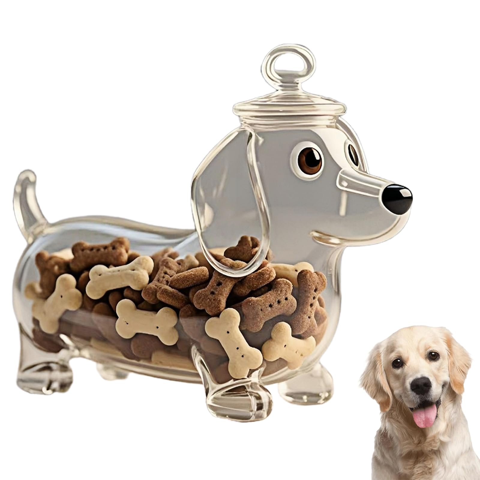 French Bulldog Candy Jar, Adorable Airtight Treat Container for Dog Snacks, Glass Bulldog Snack Jar for Cookies, Candy, Coffee Pods & Pet Treat Storage (D)