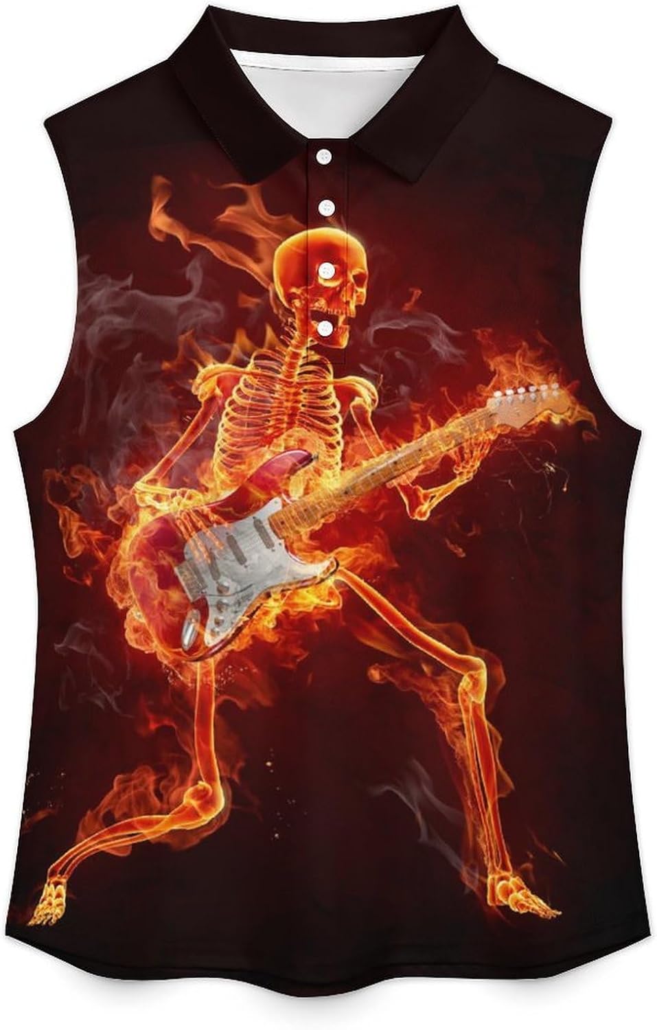Guitarist - Series of Fiery Women's Golf Shirt Sleeveless Polo Shirts Tank Tops Blouses Tennis T-Shirts Casual