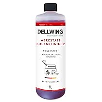 Dellwing Detergente per pavimenti officina 1 l, concentrato alcalino HD per pavimenti unti e oleosi, detergente industriale, Made in Germany