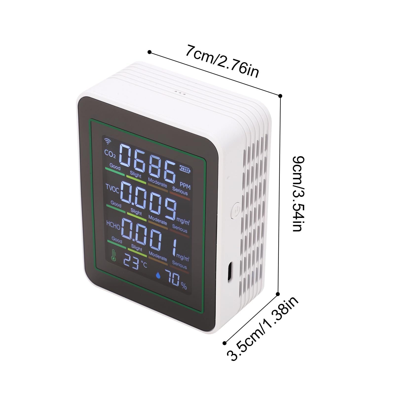 Misuratore di CO2 WiFi per Interni, Rilevatore Display LCD per Serra, Palestra, Casa, Ufficio, Monitor della qualità Dell'aria di Anidride Carbonica Smart, Tester HCHO TVOC (#1)