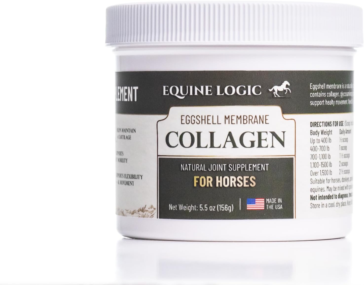 Eggshell Membrane Collagen for Horses – Natural Joint Supplement for Mobility, Cartilage, Tendons & Ligaments – Supports Flexibility – Pure Eggshell Membrane – Made in USA – 5.5 oz