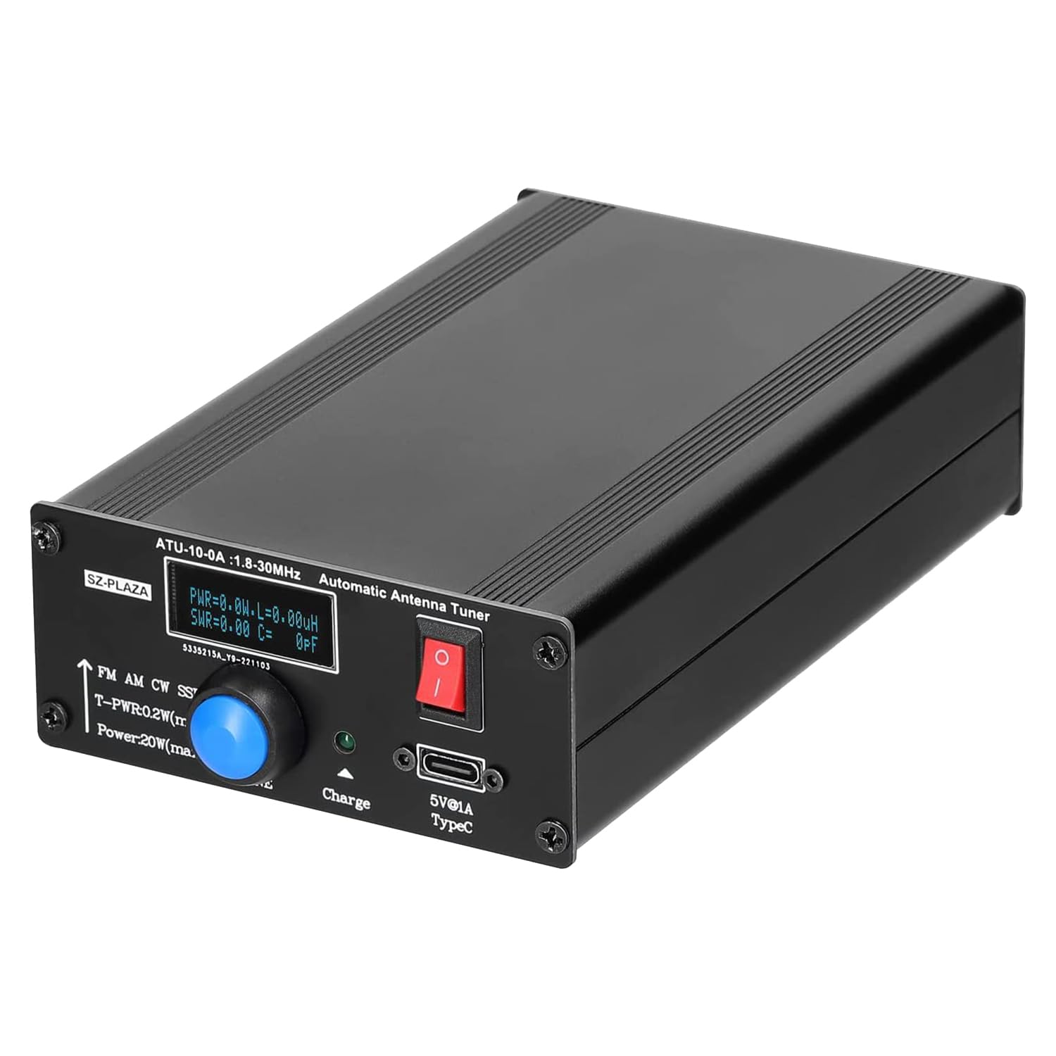 ATU-10-0A Czarny tuner antenowy krótkofalowy 20W Miernik krótkofalowej 1,8-30 MHz Stacjonarny miernik fal