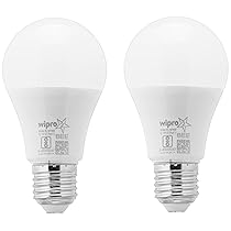 wipro 7W e27 LED Warm White/Golden Yellow Bulb, Pack of 2, (N71002)