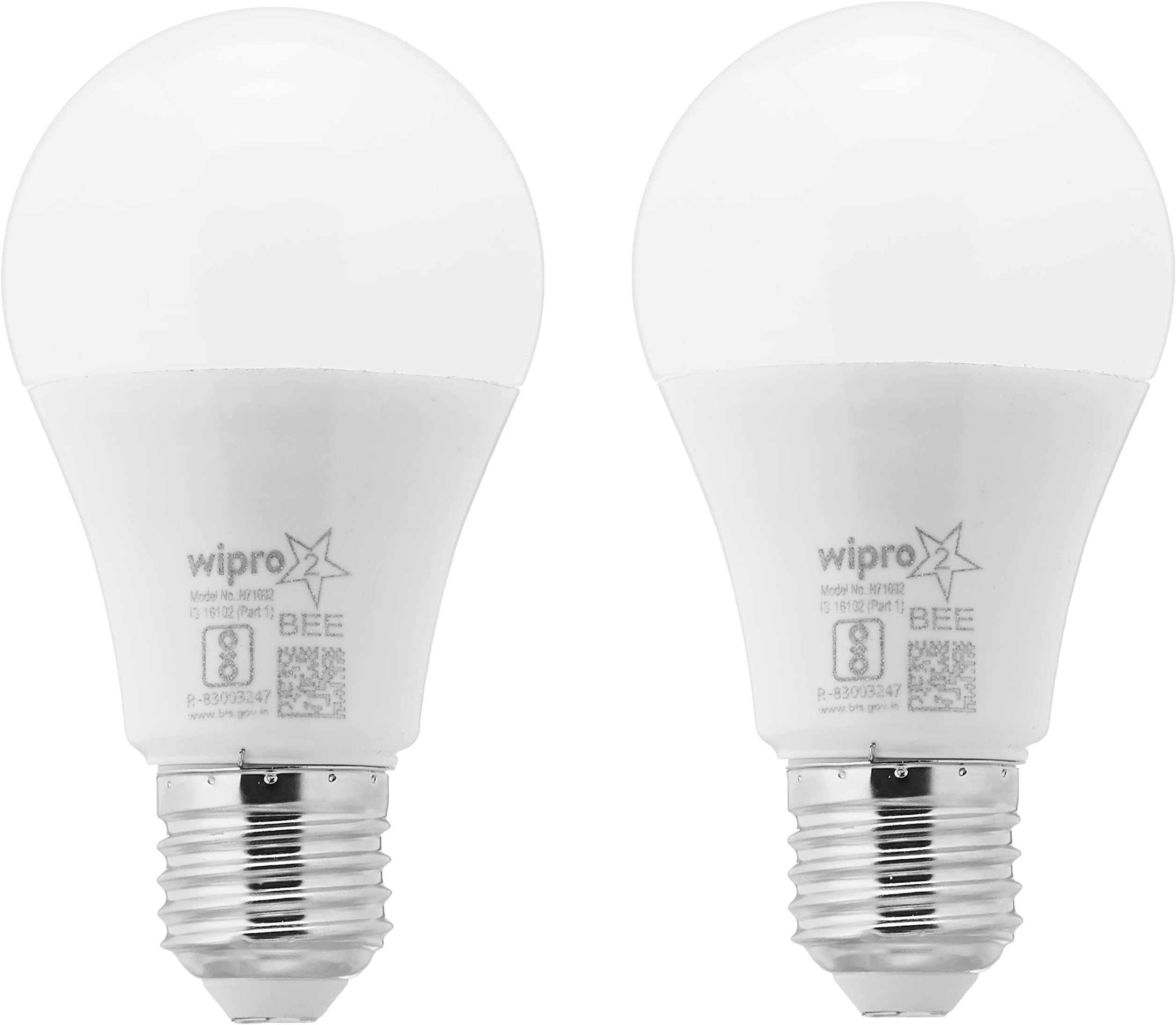 wipro Garnet 7W LED Bulb for Home & Office |Warm White (2700K) | E27 Base|220 Degree Light Coverage |4Kv Surge Protection |400V High Voltage Protection |Energy Efficient | Pack of 2