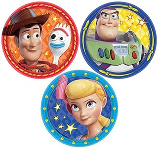 Disney Pixar Toy Story 4 Round Plates, 7" (8-Pack) – Assorted Vibrant Party Plates Featuring Buzz, Woody & Friends, Perfect for Themed Parties & Celebrations