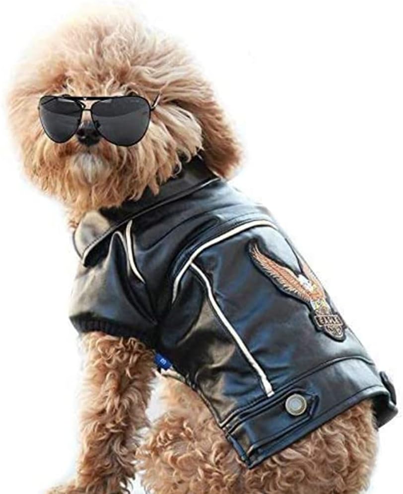Dog Winter Coat Pu Leather Motorcycle Jacket for Dog Pet Clothes Leather Jacket Medium