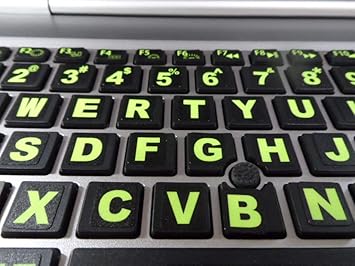 Sovereign GA Fluorescent Keyboard Stickers. Commercial Grade Inlays (not Printed Letters) Plus USB Light. Will not wear or Fade. XLarge Symbols Great for Sight impaired. (u.s. English Keyboard)