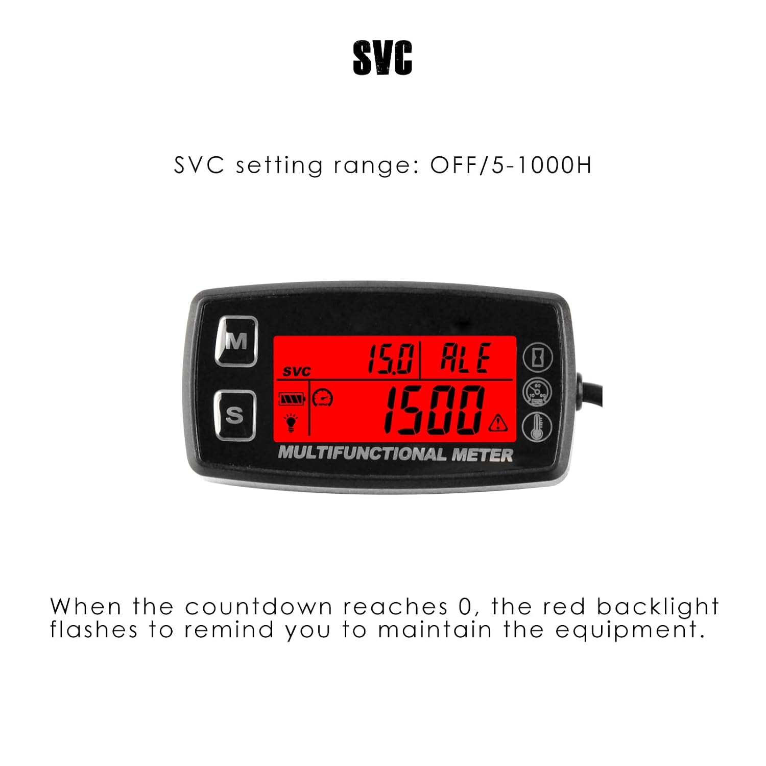 Engine Temperature Gauge, Digital Hour Meter, Waterproof Design, Replaceable Batteries, Designed for Lawn Mowers, Automobiles, and ATVs. (TS002)