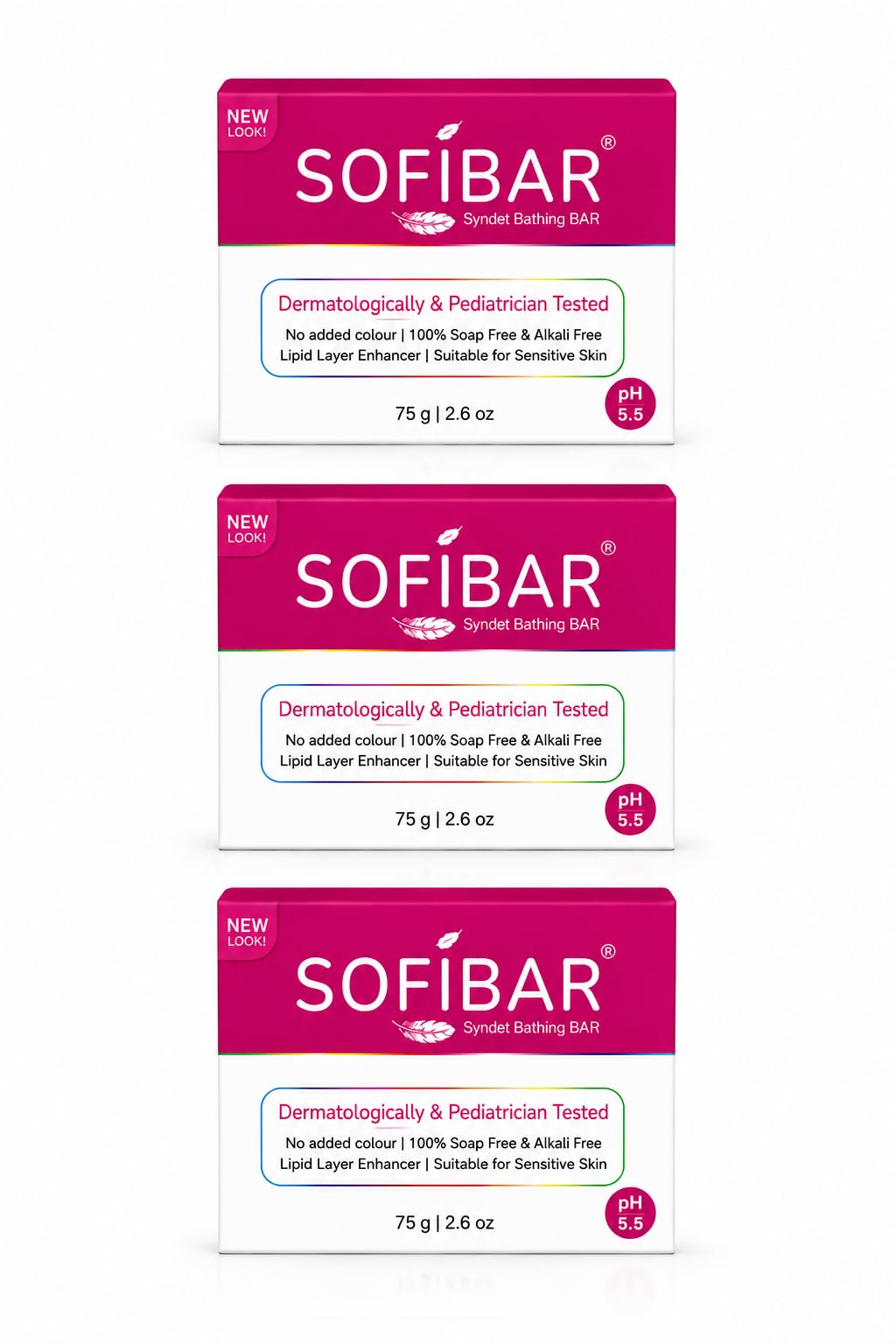 Syndet Bathing Bar For Sensitive Skin By Grow Key, pH 5.5 Balanced, Soap Free & Alkali Free, Lipid Layer Enhancer, No Added Colour, Dermatologically Tested, 75 g, Pack of 3-image-7