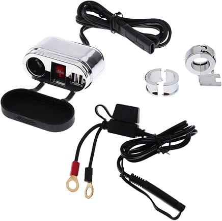Shiwaki Cargador De Motocicleta Kit De Adaptador USB Toma De Corriente para Encendedor De Cigarrillos
