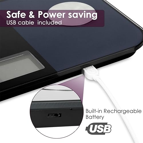 Miniatura 2 de himaly Báscula de baño recargable por USB para peso corporal, báscula digital Bluetooth para un IMC preciso y monitor de composición de masa