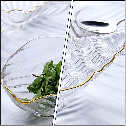 Miniatura 4 de DOITOOL Plato de ensalada de cristal con concha de mar, plato de sushi, plato de postre para aperitivo, plato de frutas, platos para servir para la