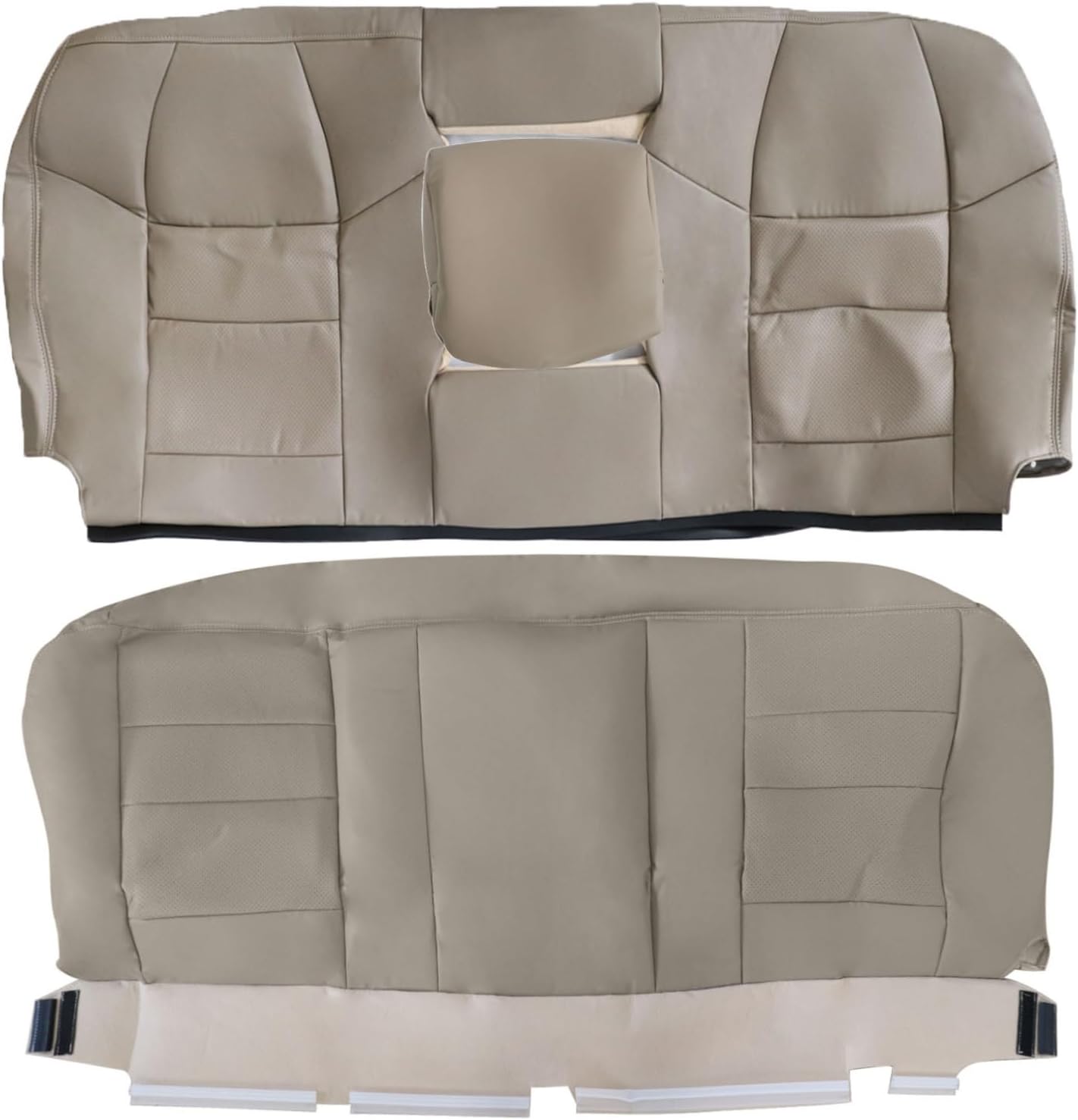 NLQR Back Car Seat Cover, Rear Bench Bottom & Top Lean Back Perforated Vinyl Cover Gray Compatible with Ford F250 F350 Super Duty 2002 2003 2004 2005 2006 2007