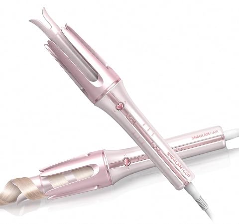 SheGlam Cupid's Charm One-Touch 25mm Automatic Curling Wand with Ceramic Coating, 3 Temperature Levels (170-210°C), Instan...
