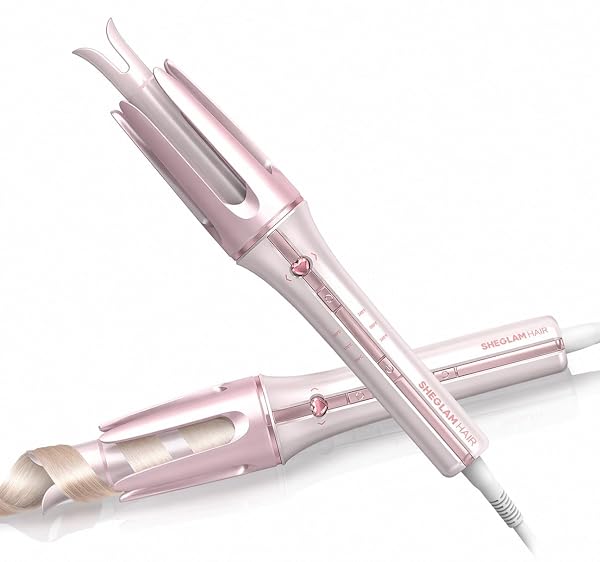 SheGlam Cupid's Charm One-Touch 25mm Automatic Curling Wand with Ceramic Coating, 3 Temperature Levels (170-210°C), Instan...
