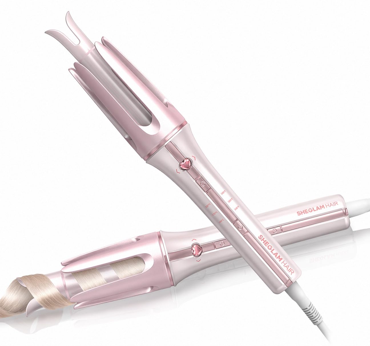 SHEGLAM Cupid's Charm One-Touch Arricciacapelli Istantaneo Arricciacapelli Automatico 25mm Ceramica, 3 Temperature (170-210°C), Ricci Facili e Veloce per Capelli Lunghi (25mm)