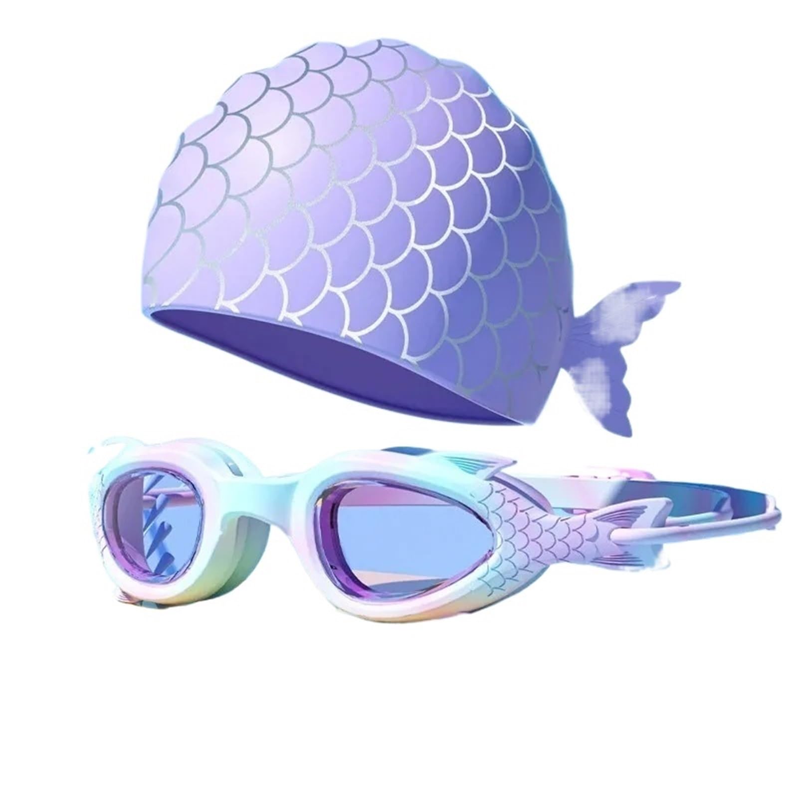 Schwimmbrillen Schwimmbrille mit Silikonkappe, geeignet for Jungen und Mädchen(Purple)