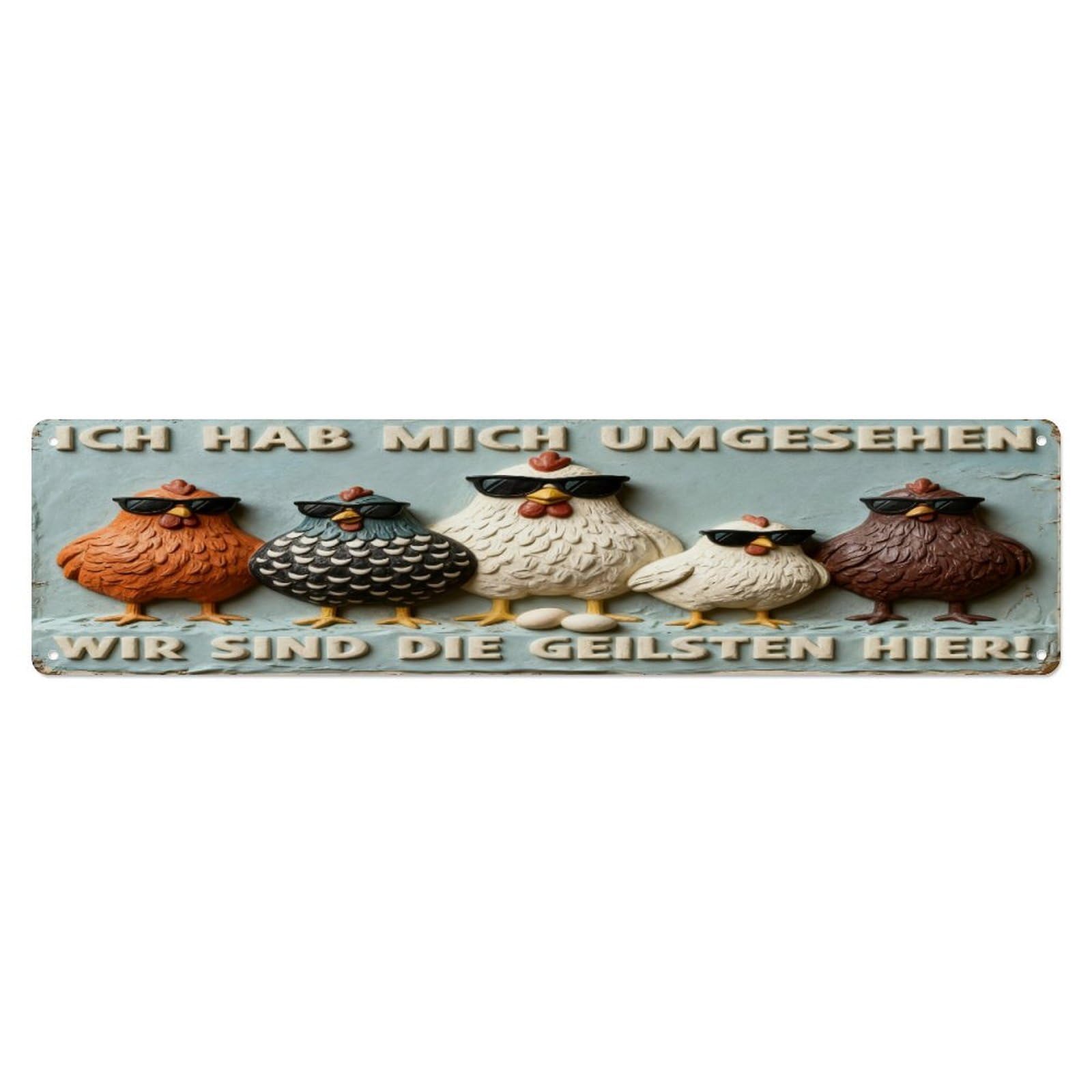 Chicken With Sunglasses Pattern Metal Tin Sign Plaque