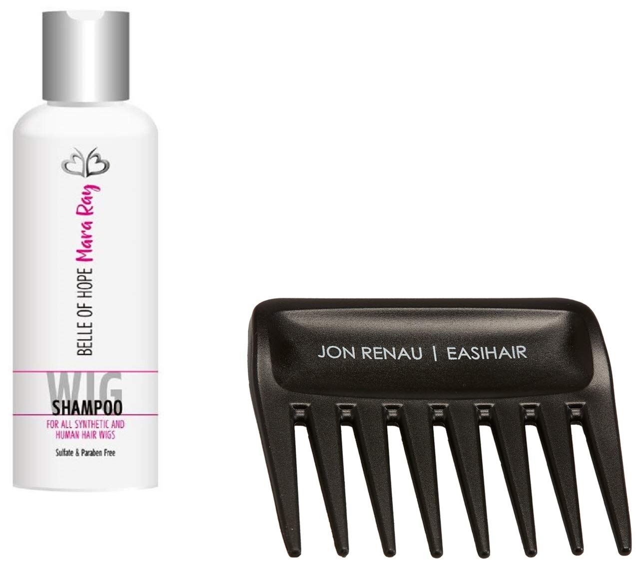 Elizabeth Heat Defiant Single Mono. Hand Tied Synthetic Wig by Jon Renau, Plastic Wig Stand, Wide Tooth Comb, Mara Ray Luxury 4oz Shampoo, 19 Page Belle of Hope Q&A Booklet - Bundle 5pc (12FS8)