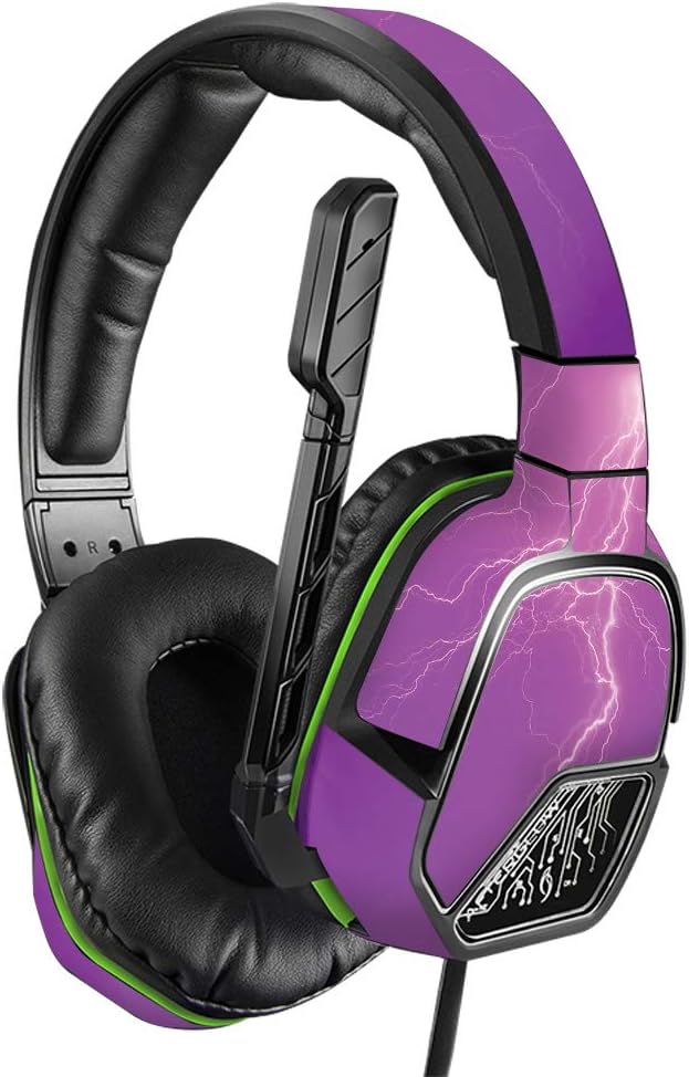 MightySkins Skin Compatible with PDP Xbox One Afterglow LVL 3 Headset - Purple Lightning | Protective, Durable, and Unique Vinyl wrap Cover | Easy to Apply, Remove | Made in The USA