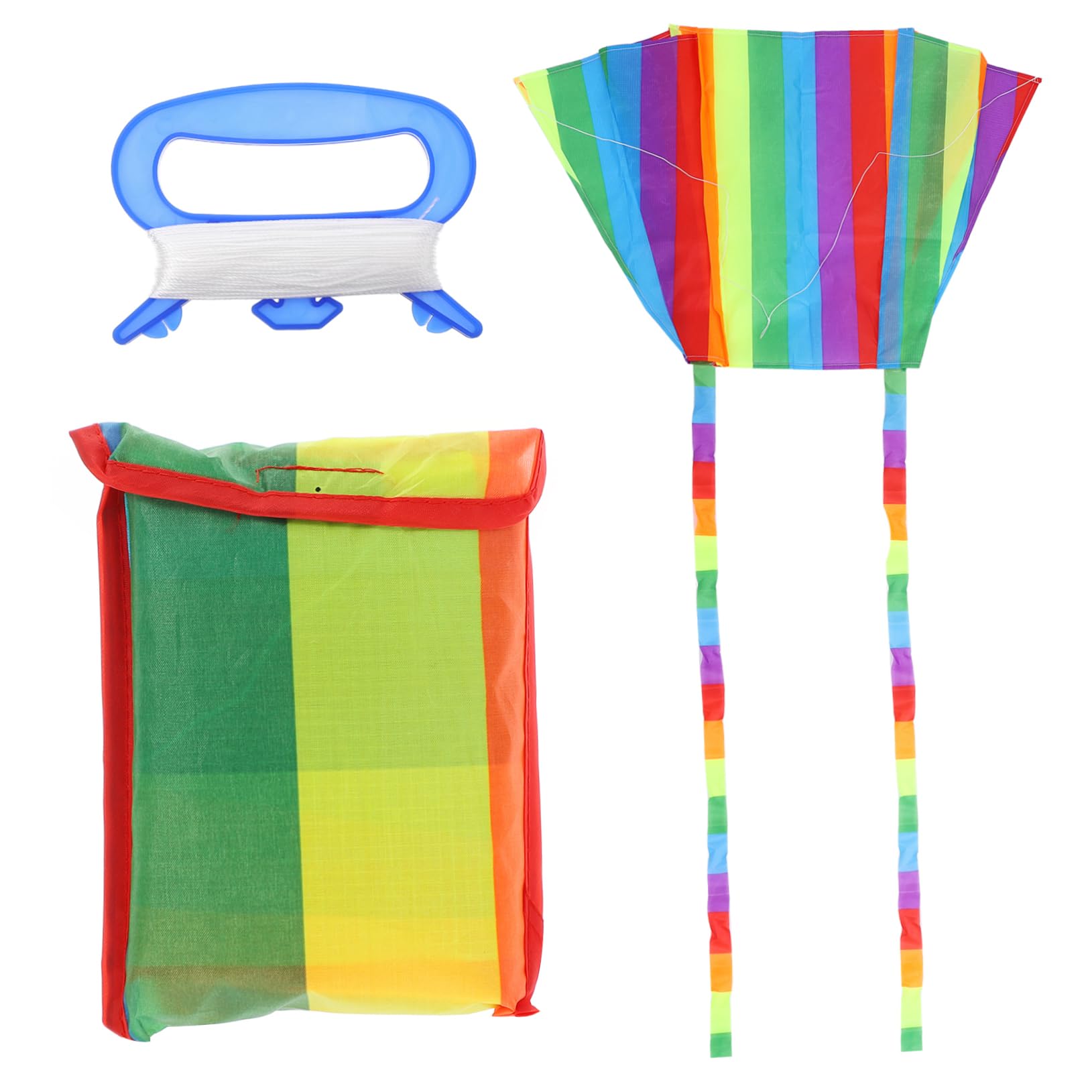 KICHOUSE 1Set Rainbow Cartoon Soft Kite for Easy to Fly Outdoor with Long Tail Fun Frameless Design for Boys and Present for Relaxing Family Activities