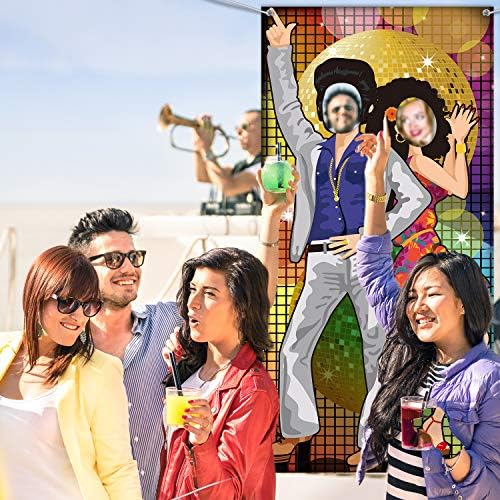 70's Dance Party Decoration 70's Photo Door Banner Backdrop Props, Large Photo Backdrop for 70's Theme Party Decor Disco Theme Party Supplies with Ropes