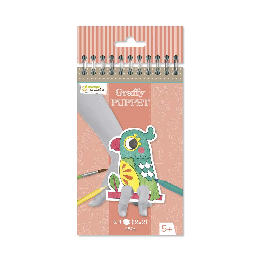 Clairefontaine ES Avenue Mandarine 'Graffy' - Títeres de dedo precortados para colorear (24 Sobres) - Mascotas
