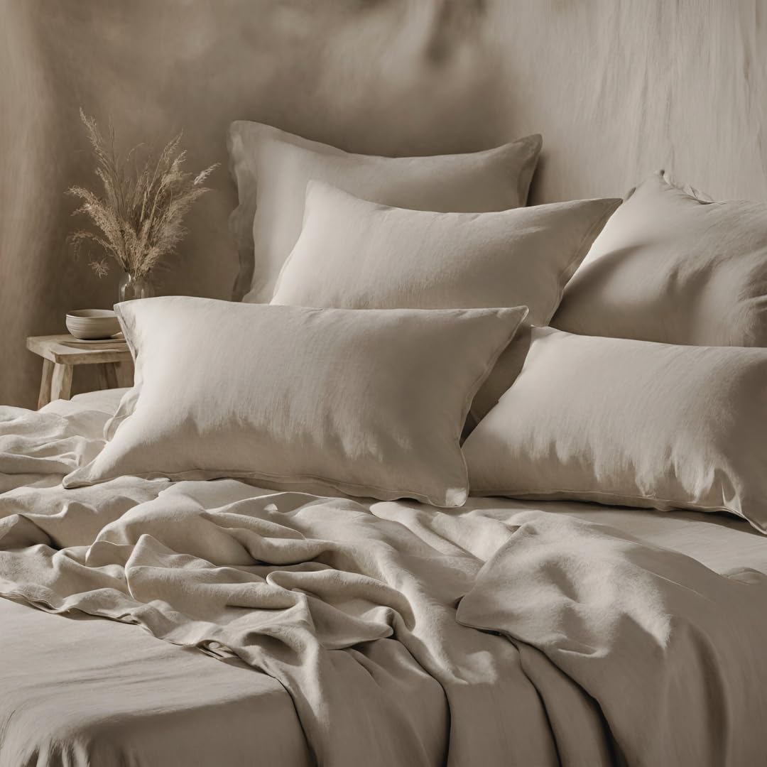 Cuore di lino - Federa letto in puro lino 100% Made in Italy Ajour naturale 50x80cm