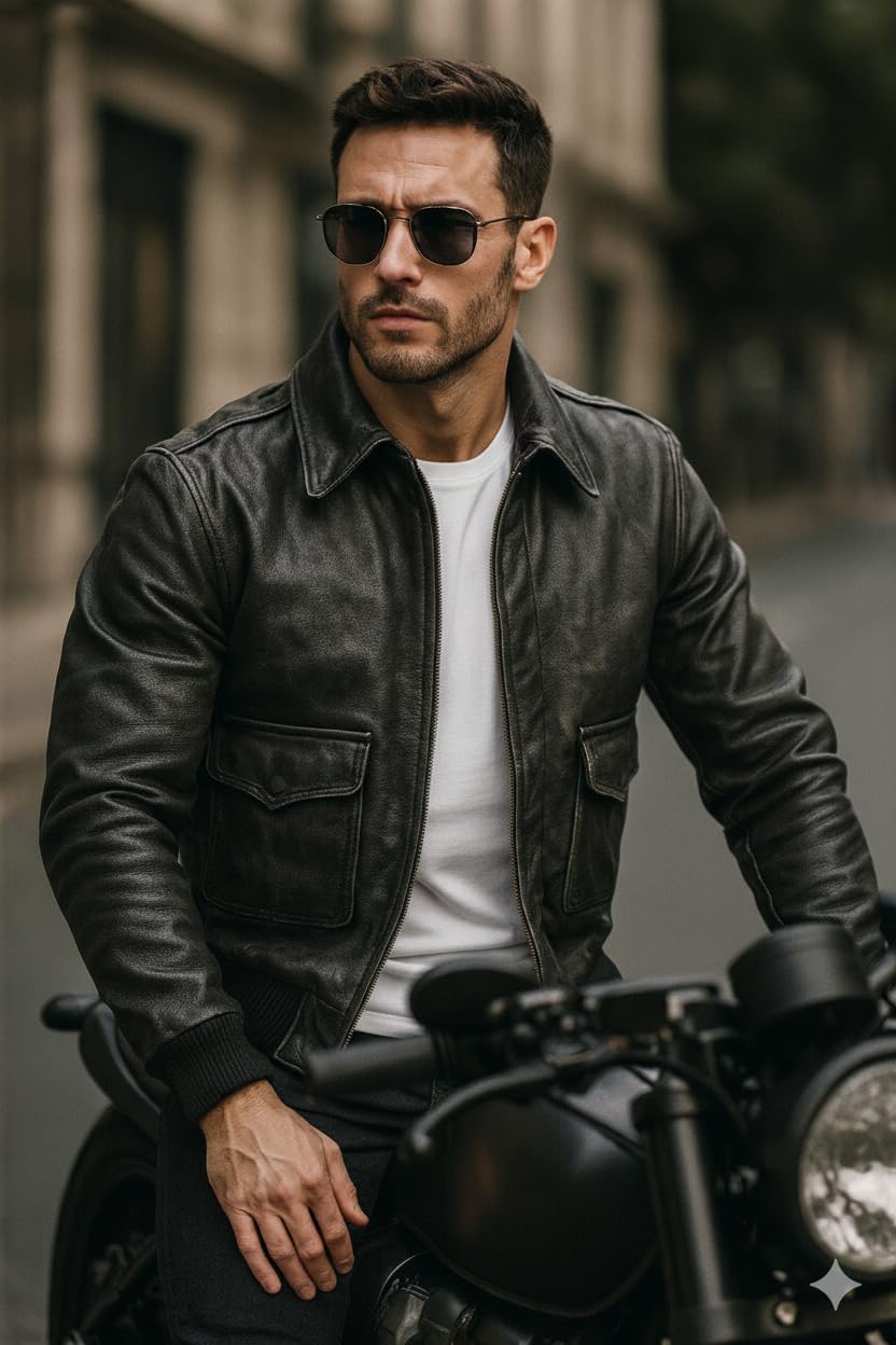 G-1 Leather Bomber Jacket Men - A2 Aviator Style Flight Distressed leather jacket - US Army WW2 Pilot Outerwear - Image 2