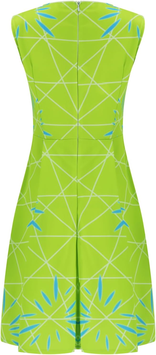 EDAUWAE Joy Costume Women Inside Disgust Costume Out 2 Cosplay Dress Halloween Yellow Green Dance Running Activewear Dress - Image 4