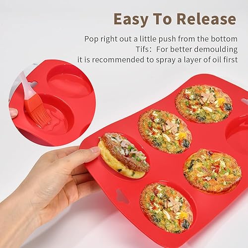 Miniatura 3 de Molde de silicona para magdalenas, paquete de 3 moldes de silicona para huevos de desayuno, molde redondo de silicona de 3 pulgadas para hornear