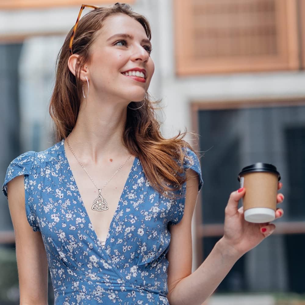 Celtic Knot Necklace Celtic Necklaces for Women Mom and Daughter Love Pendant Sterling Silver Mothers Day Necklace Triquetra Irish Trinity Simple - Image 8