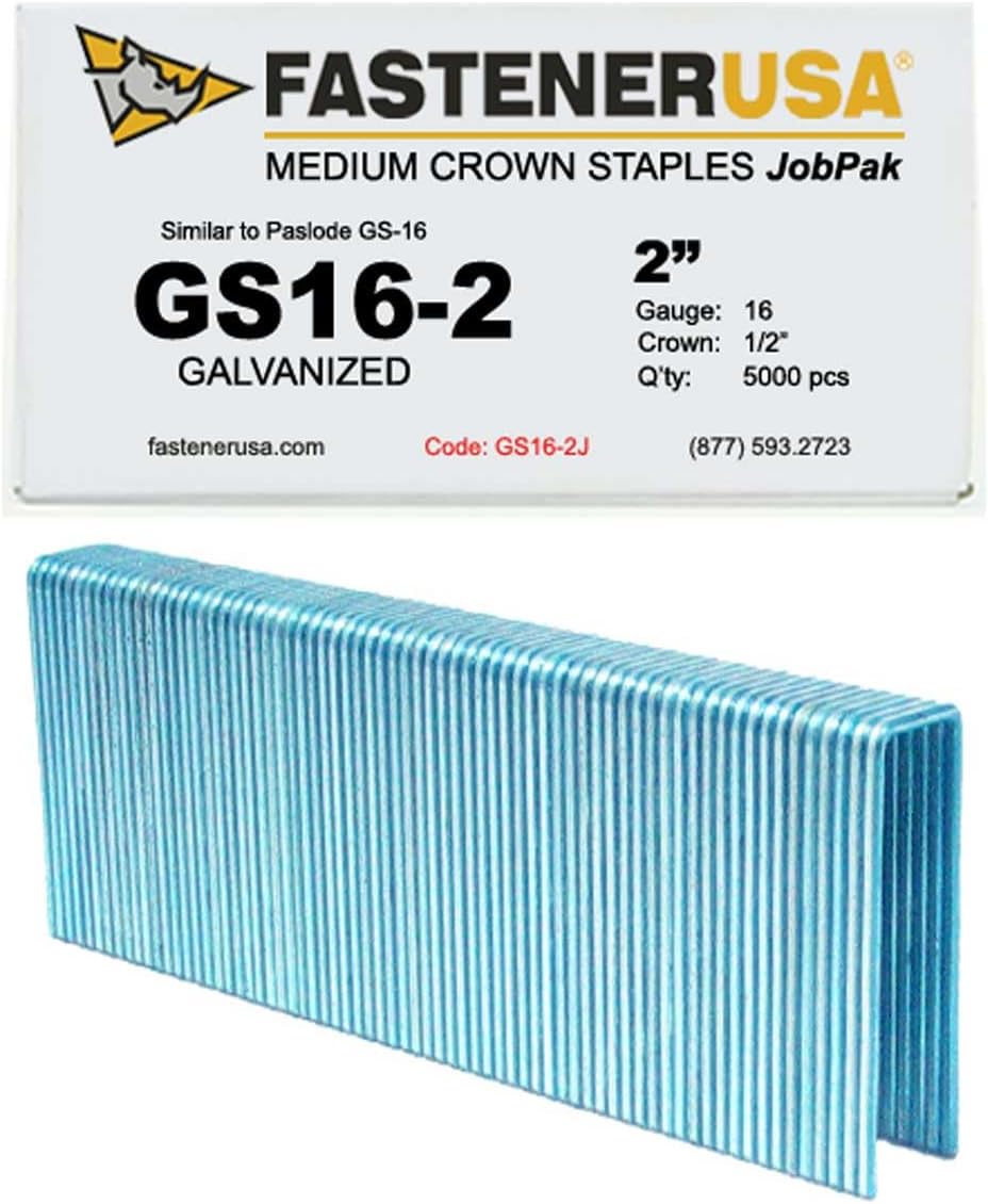 2" Leg x 1/2" Crown 16GA GALV GS-16 Staples 5,000ct