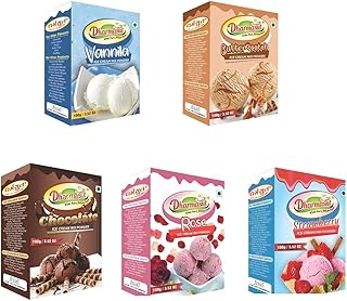 Dharmasut Vanilla + Butterscotch + Chocolate + Rose + Strawberry Ice Cream Powder 500 G(Pack Of 5)