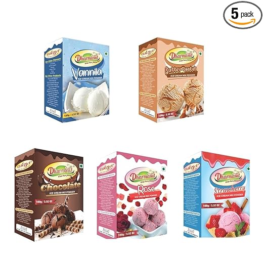 Vanilla + Butterscotch + Chocolate + Rose + Strawberry Ice Cream Powder 500 g (Pack of 5)