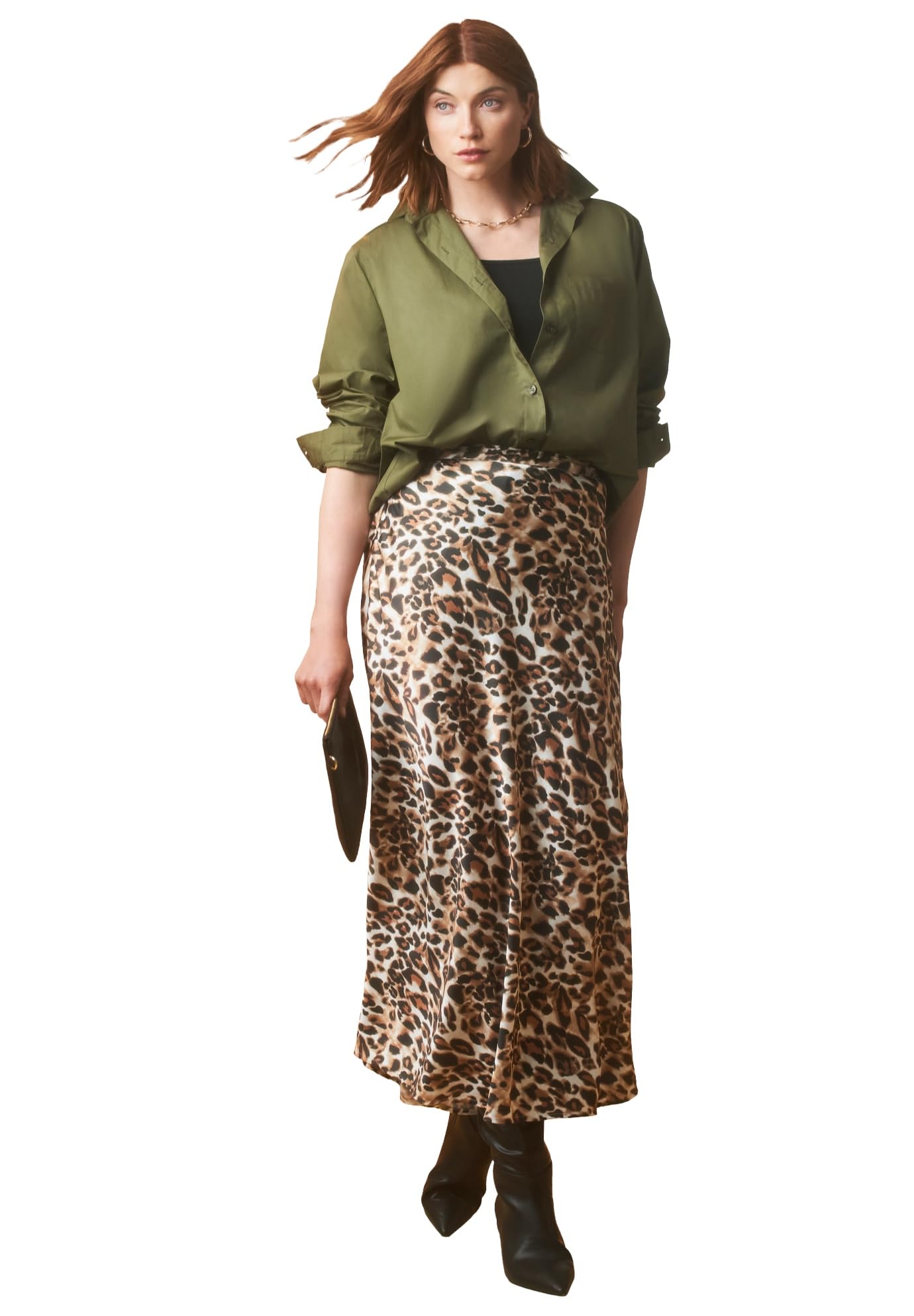 Jessica London Womens Plus Size Satin Maxi Skirt
