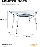 Uquip Variety M Összecsukható Alumínium Kempingasztal 4 Személyes Magasságállítható Ezüst 89x53cm 3