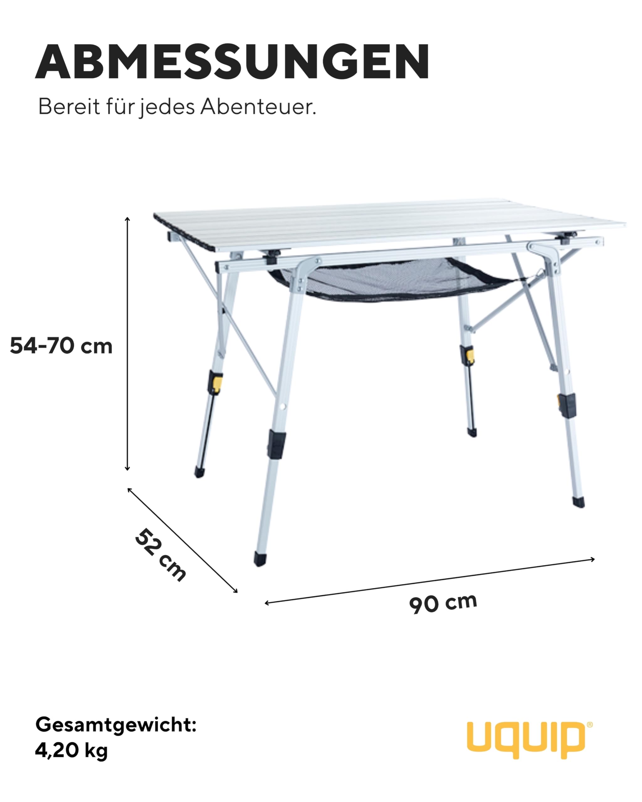 Uquip Campingtisch Variety, M, alu-Silber