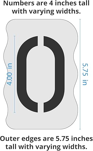 Miniatura 5 de Kit de plantillas de bordillos para pintura de direcciones, todos los números, plástico Mylar de 14 mil números de 4 pulgadas de alto, 2 de cada uno