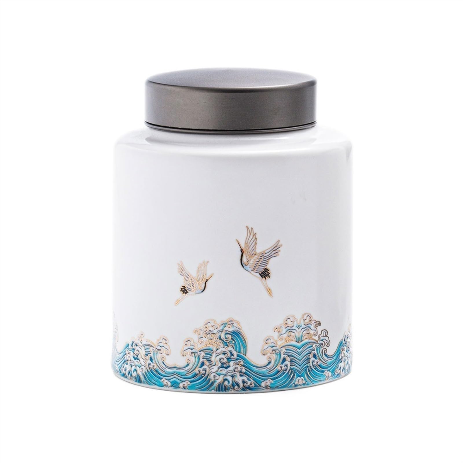 Bx9rE7tK3g Kitchen Storage Jar Alloy Double Lid Tea Canister Ceramic Sealed Jar Medium Household Kitchen Storage Ceramic Tea Canister