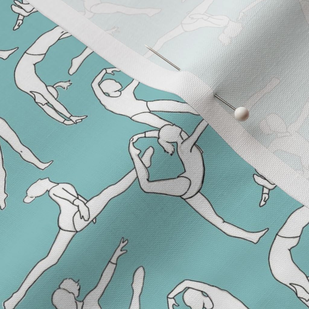 Spoonflower Fabric - Light Blue Gymnastics Sports Exercise Gymnast Womens Printed on Petal Signature Cotton Fabric by The Yard - Sewing Quilting Apparel Crafts Decor