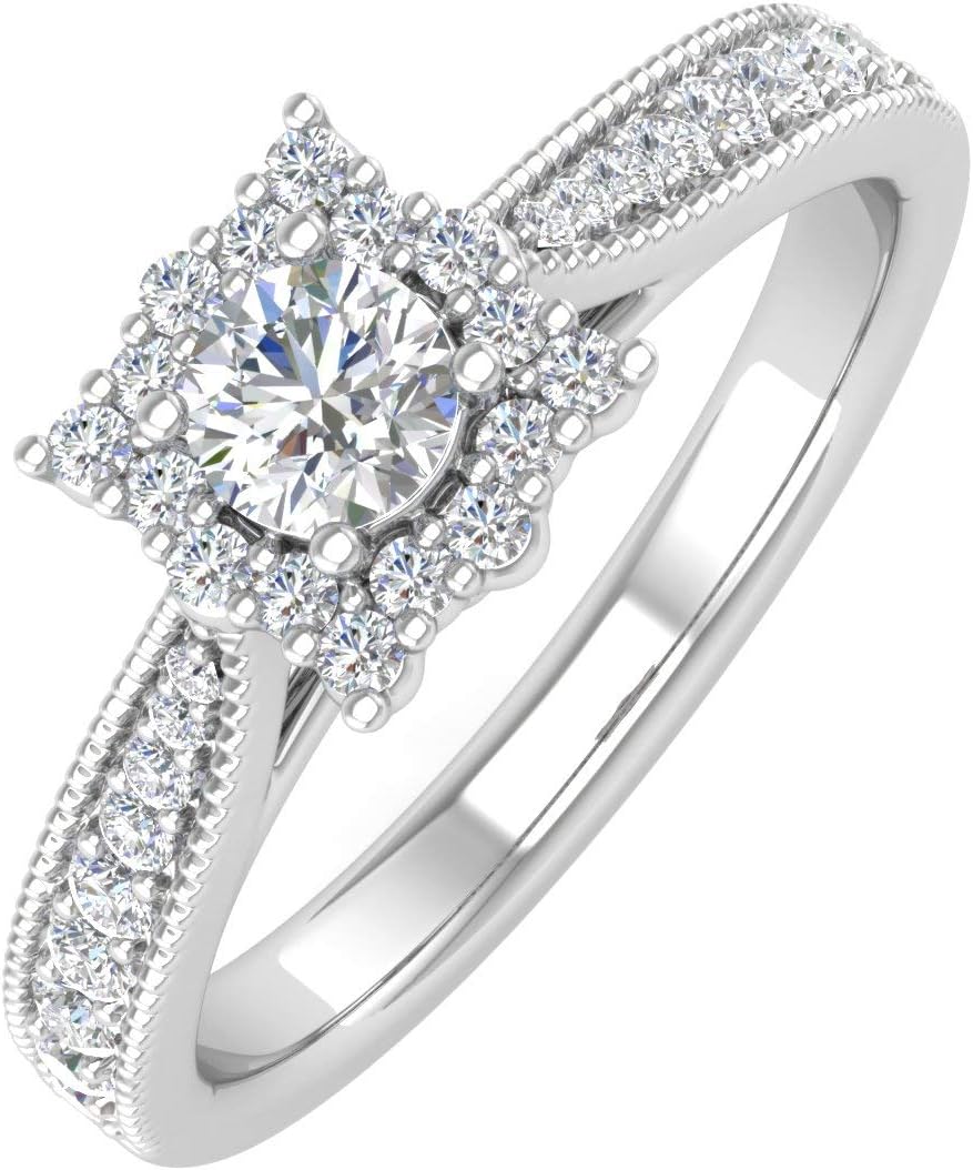 1/2 Carat Round Diamond Engagement Ring in 10K Gold